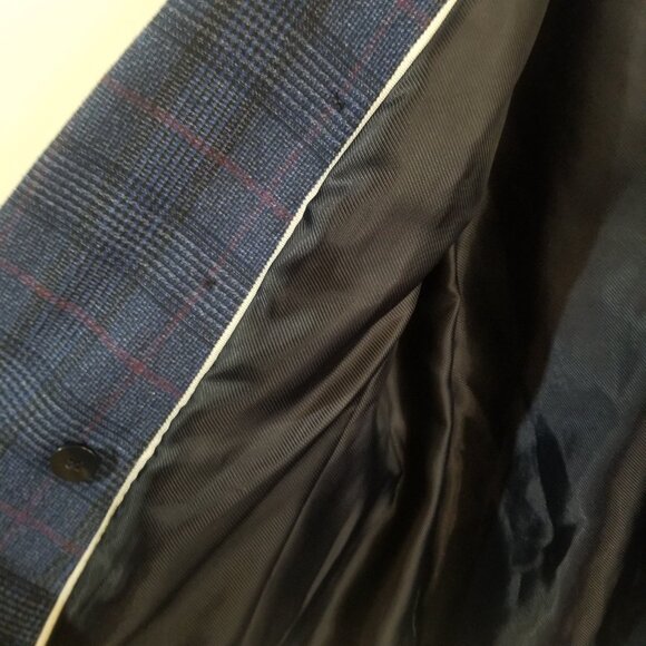 Women's Banana Republic Wool Blend - Double Breasted Blue Plaid Blazer - Sz 4 - Picture 7 of 9
